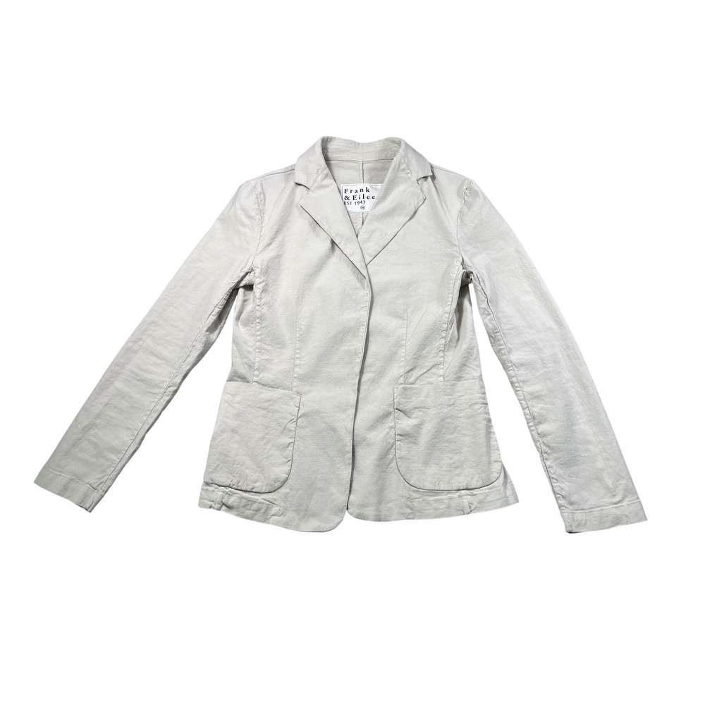 Frank & Eileen Dublin Blazer Cotton Flax Cement  Relaxed Casual Jacket Medium